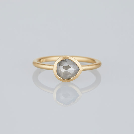 0.87 Carat One-of-a-Kind Rose Cut Feather Grey Diamond Ring | DR282-OOAK