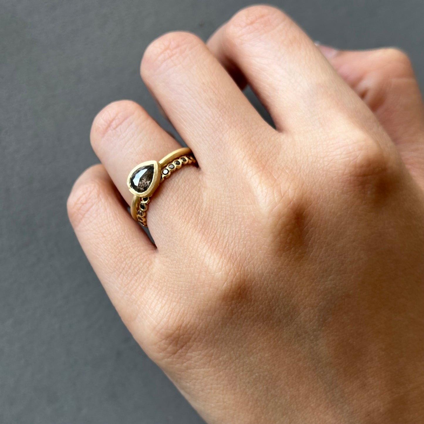 0.98 Carat One-of-a-Kind Rose Cut Brown Salt & Pepper Diamond Ring | DR283-OOAK