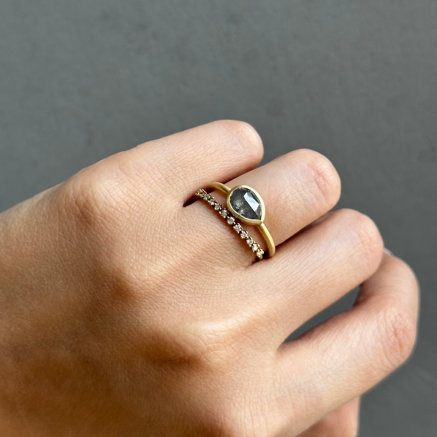 1.02 Carat One-of-a-Kind Rose Cut Feather Grey Diamond Ring | DR284-OOAK