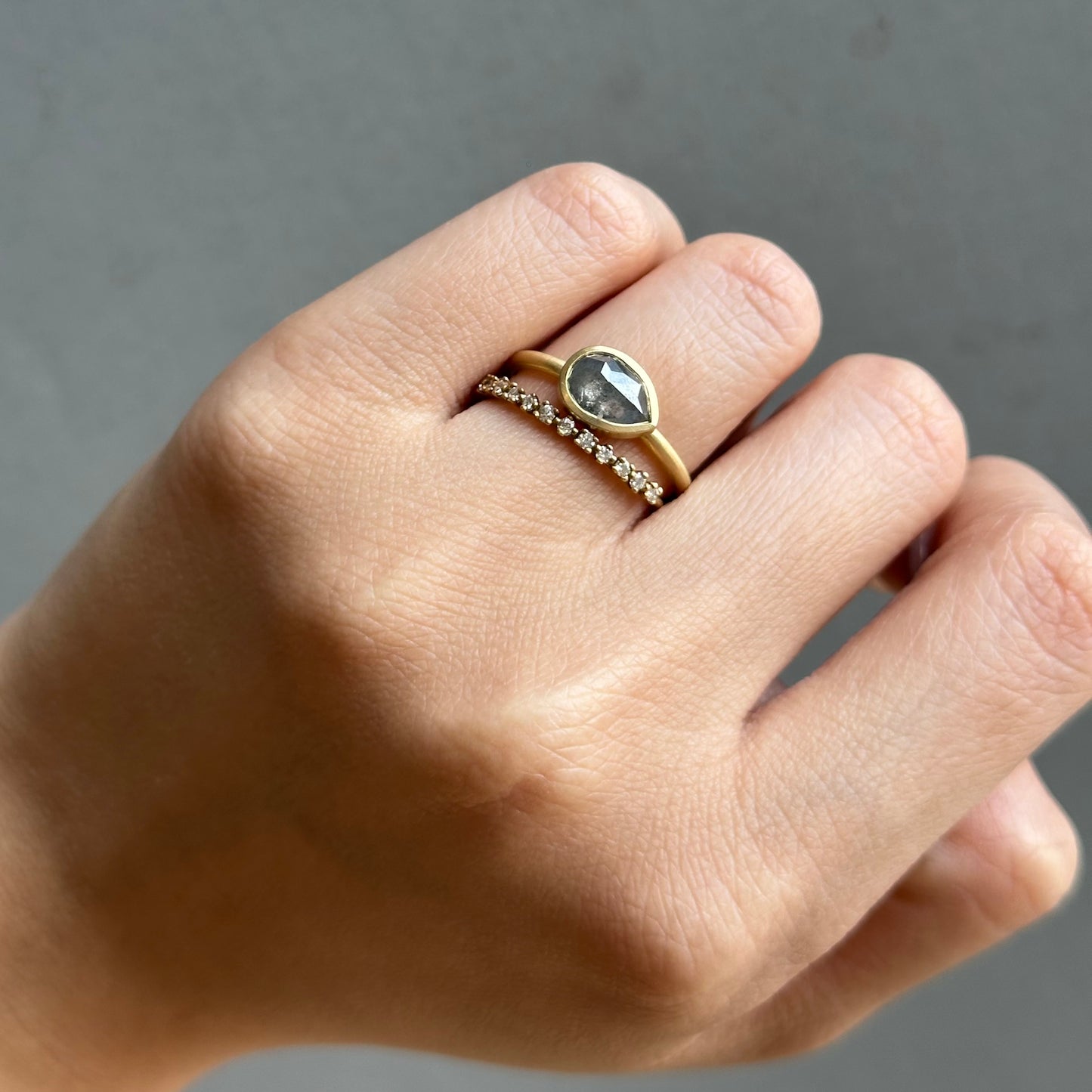1.02 Carat One-of-a-Kind Rose Cut Feather Grey Diamond Ring | DR284-OOAK