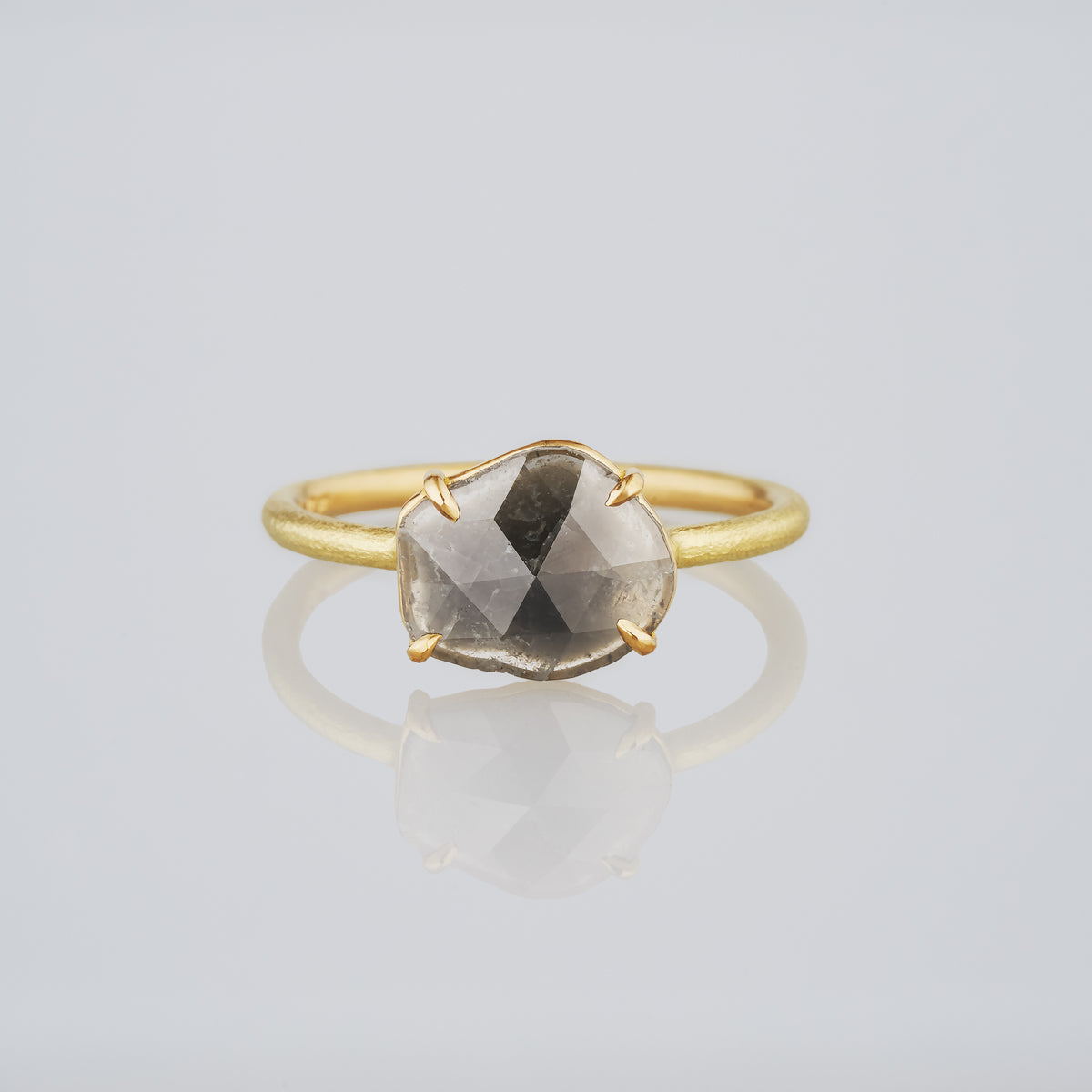 1.27 Carat One-of-a-Kind Sliced Feather Grey Diamond Ring | DR289-OOAK