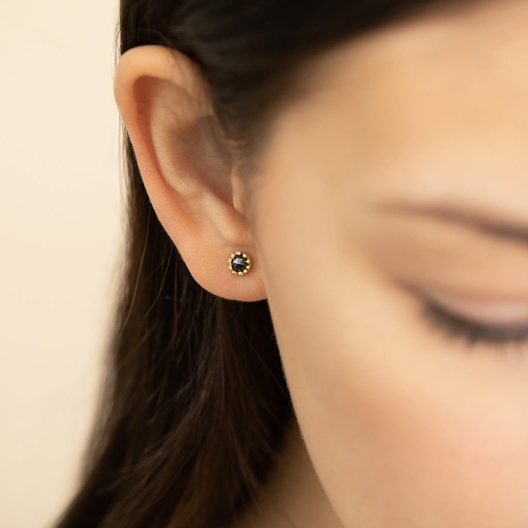 E2301BK | Black Diamond Flower Studs