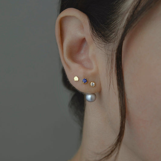 Grey Pearl Diamond Darling Studs | E7102PGW ~