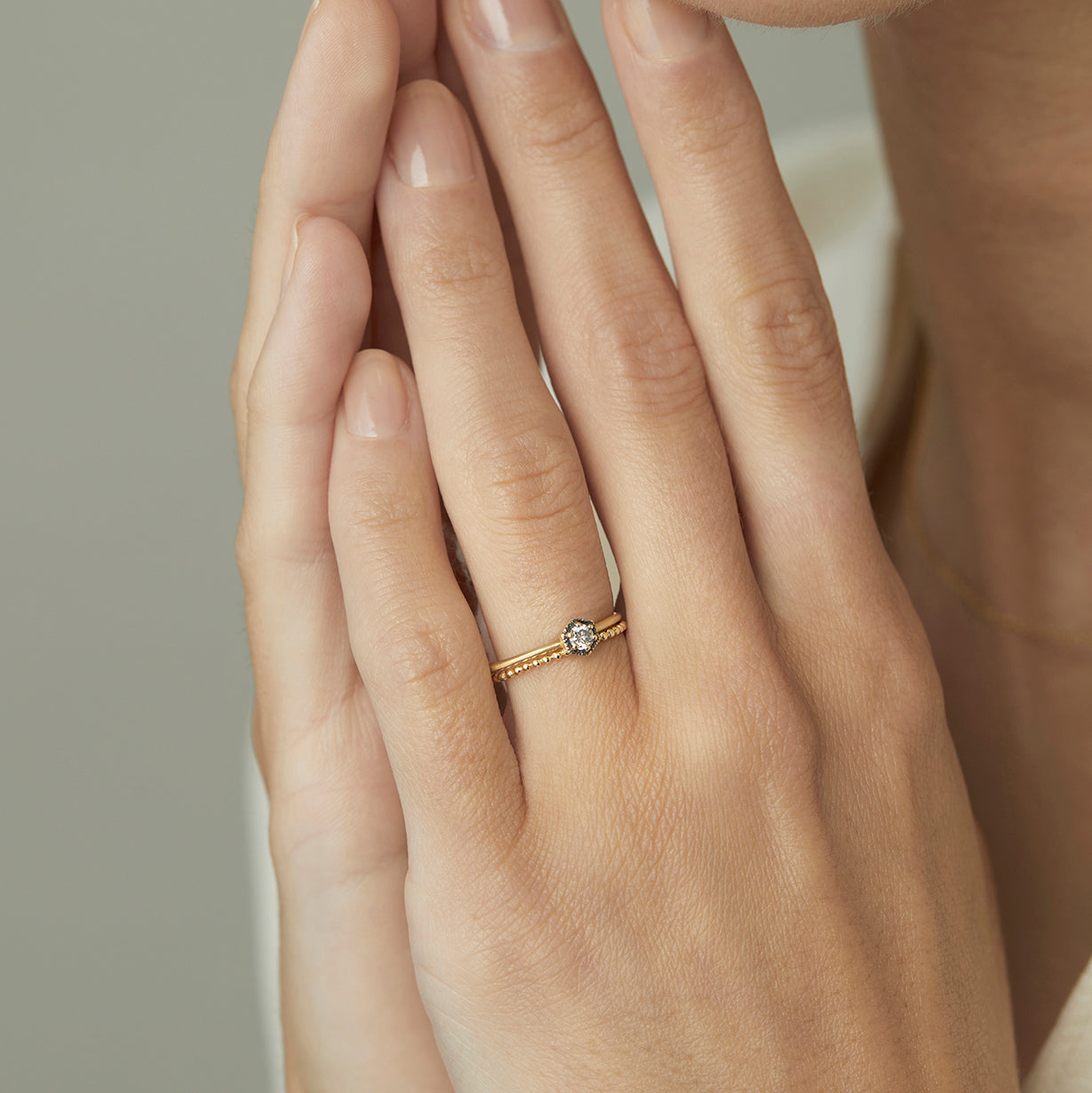 3mm White Diamond Hexagon Ring Black Rhodium | R2202W~with Black Rhodium