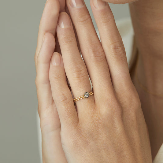 3mm White Diamond Hexagon Ring Black Rhodium | R2202W~with Black Rhodium