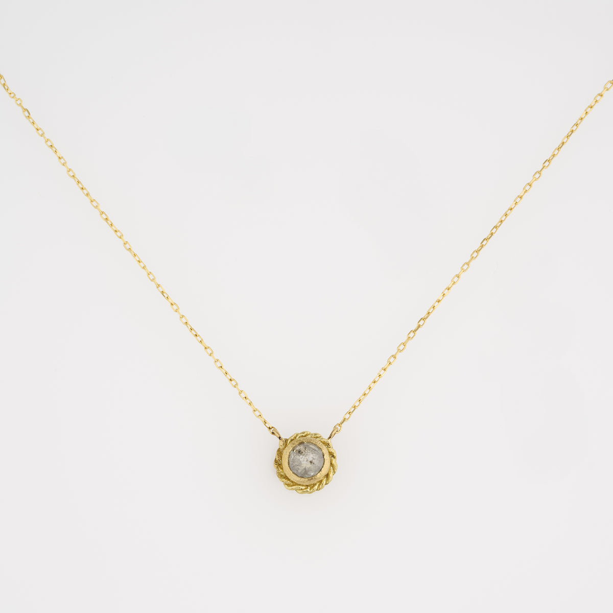 0.74 Carat One-of-a-Kind Rose Cut Salt & Pepper Grey Diamond Necklace | DN38-OOAK