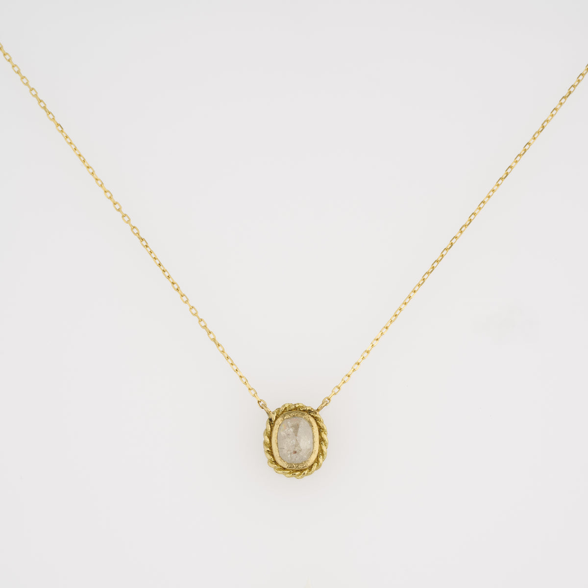 0.95 Carat One-of-a-Kind Rose Cut Cloud Grey Diamond Necklace | DN40-OOAK