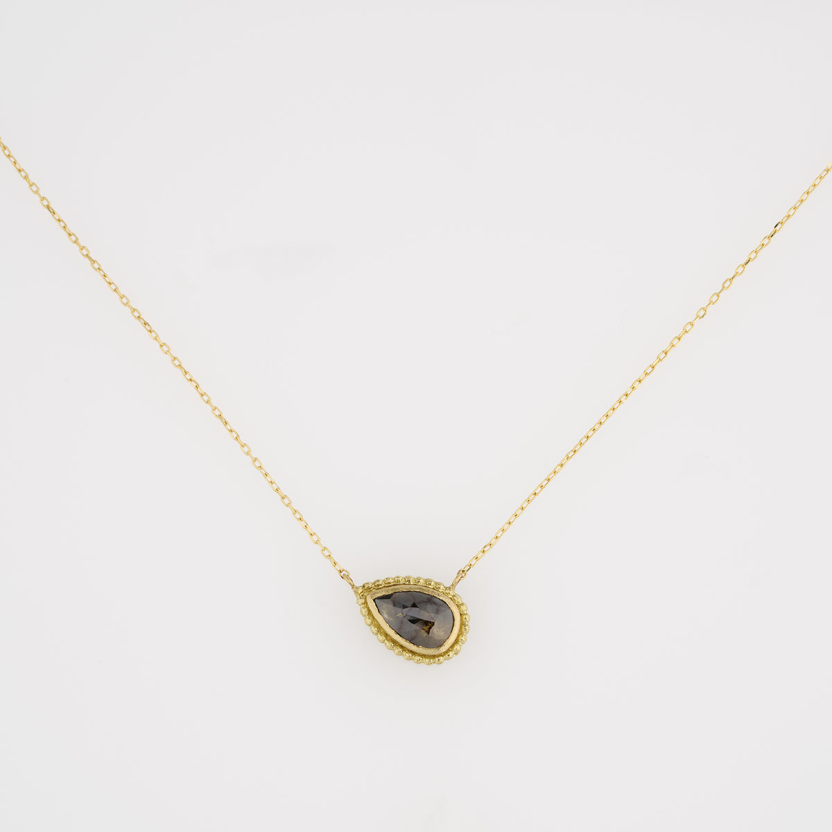 1.71 Carat One-of-a-Kind Rose Cut Storm Grey Diamond Necklace | DN46-OOAK