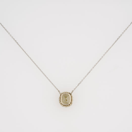 1.05 Carat One-of-a-Kind Rose Cut Pale Green Diamond Necklace | DN47-OOAK