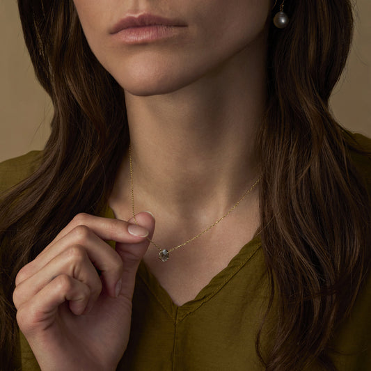 0.51 Carat One-of-a-Kind Sliced Salt and Pepper Diamond Necklace | DN33-OOAK
