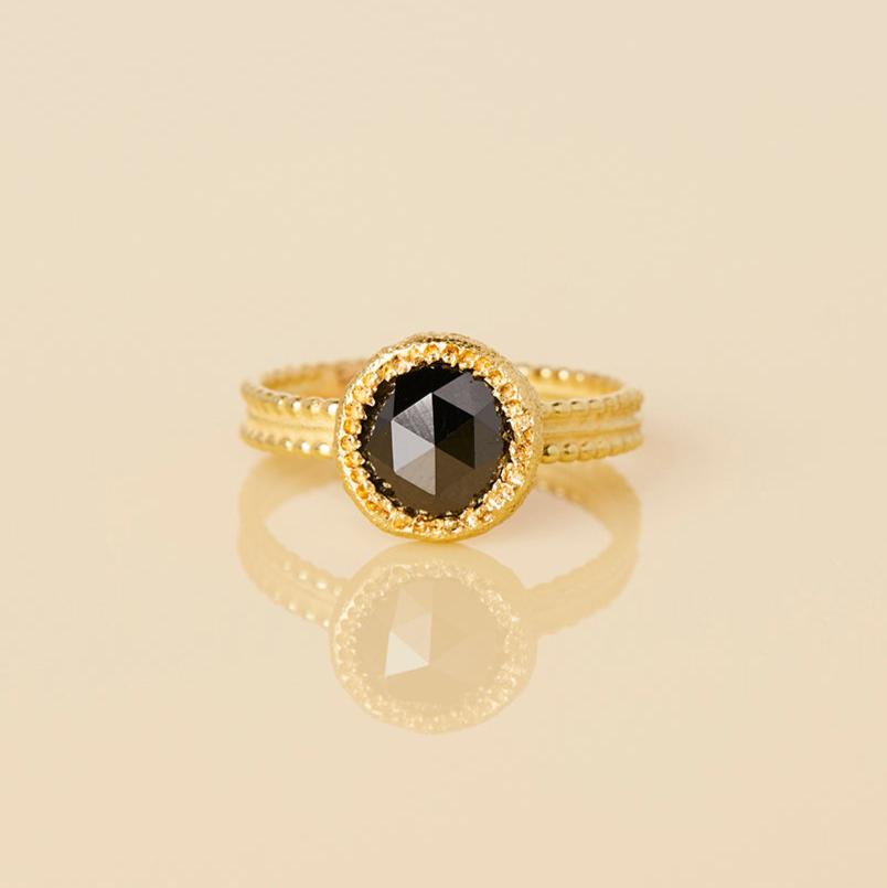 DR100-OOAK | 1.22 Carat One-of-a-Kind Rose Cut Black Diamond Ring