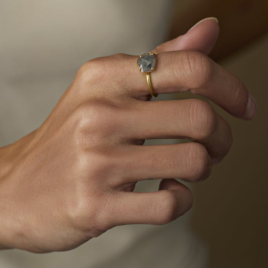 1.27 Carat One-of-a-Kind Sliced Feather Grey Diamond Ring | DR289-OOAK