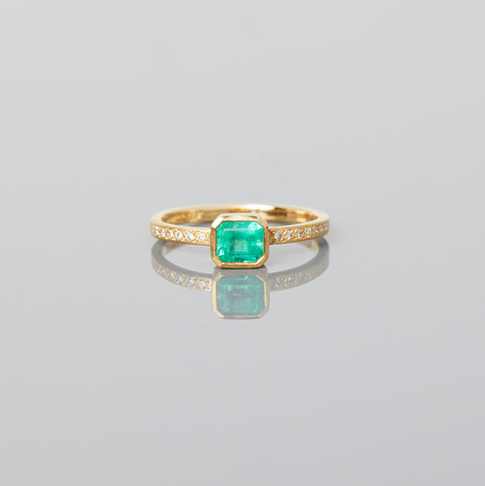 ER11-OOAK | 0.57 Carat One-of-a-Kind Emerald and Diamond Ring