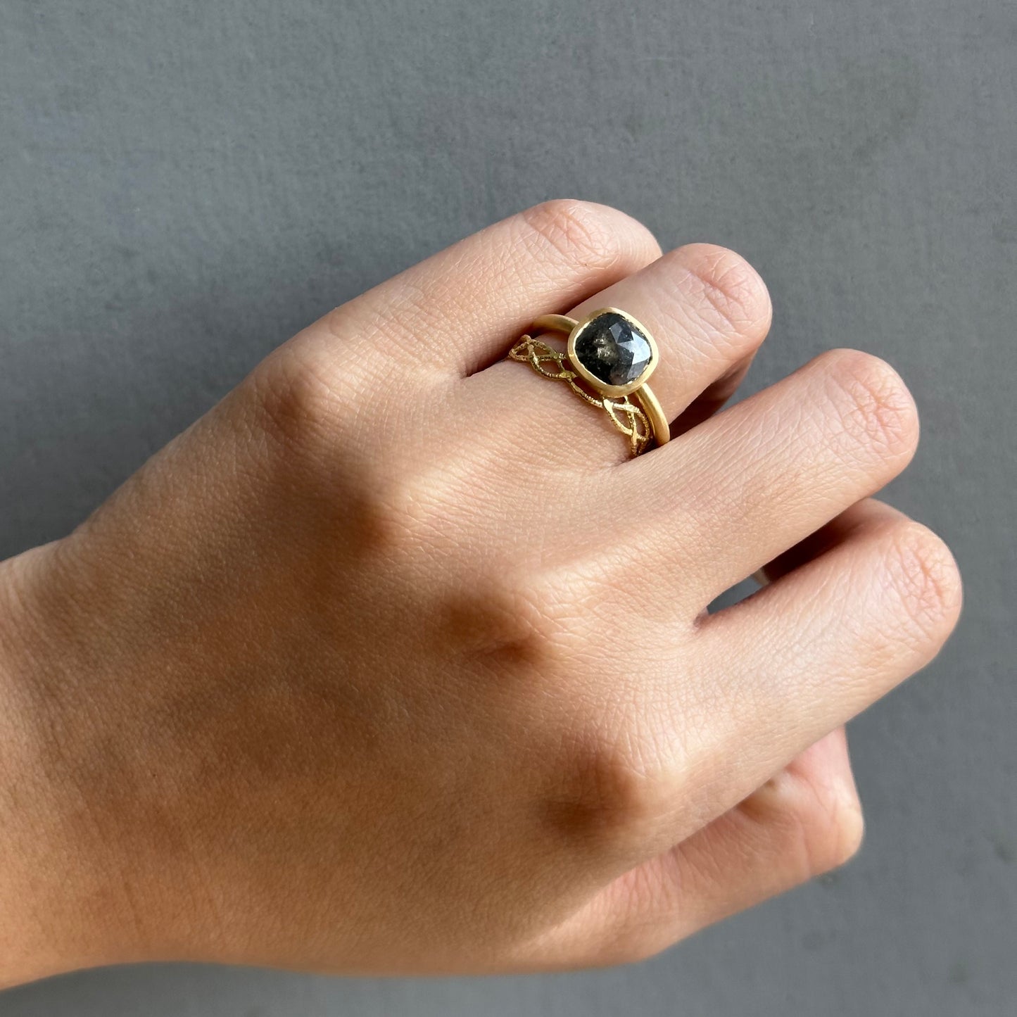 1.77 Carat One-of-a-Kind Rose Cut Smoky Black Diamond Ring | DR267-OOAK