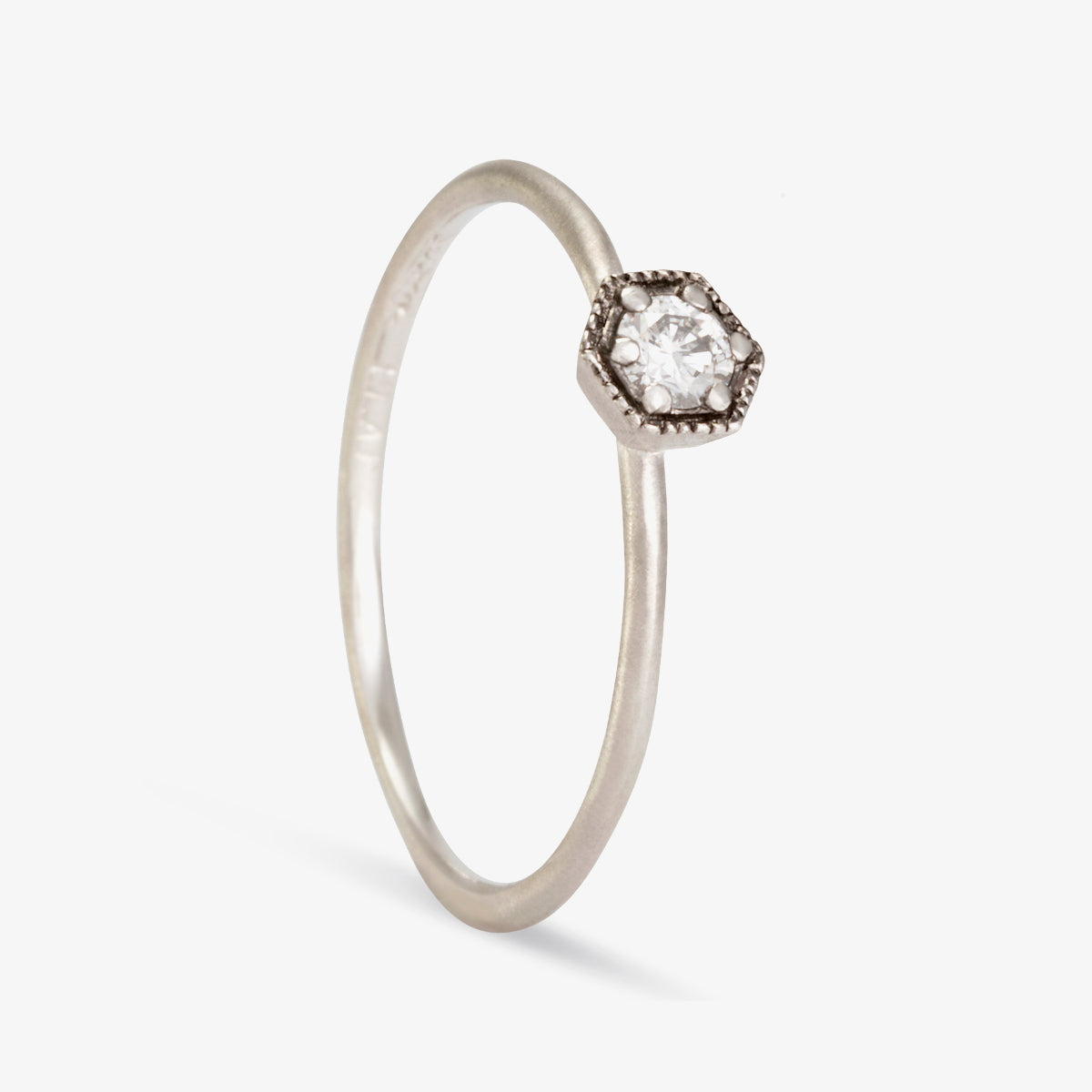 3mm White Diamond Hexagon Ring Black Rhodium | R2202W~with Black Rhodium