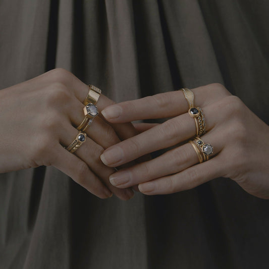 7mm Black Diamond Rose-Cut Solitaire Ring | R3303BK