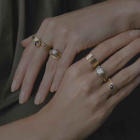 7mm Black Diamond Rose-Cut Solitaire Ring | R3303BK