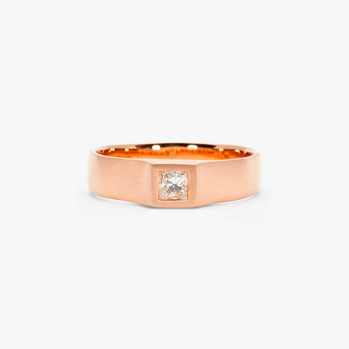 0.16 Carat Princess Cut White Diamond Signet Ring | R32003W