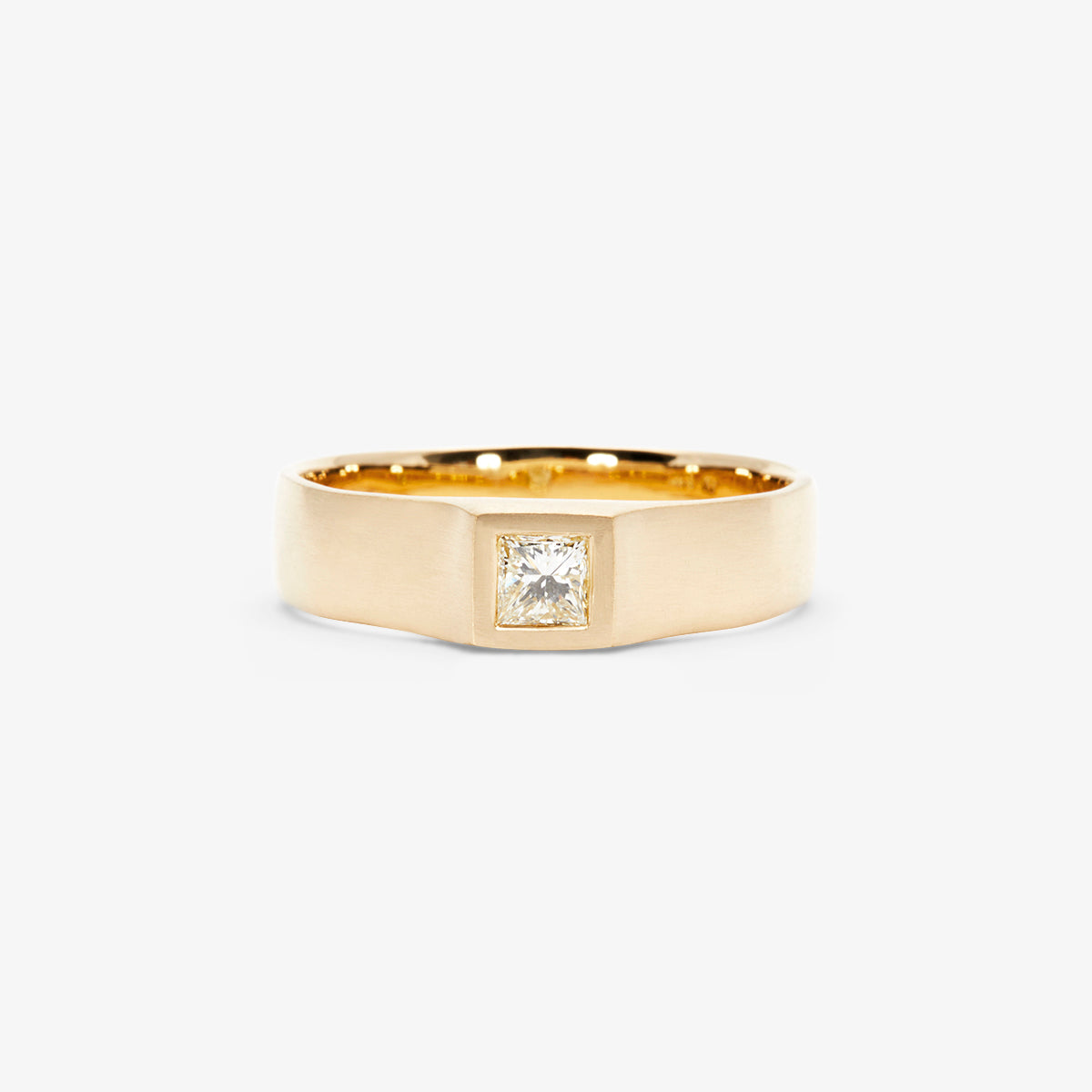 0.16 Carat Princess Cut White Diamond Signet Ring | R32003W