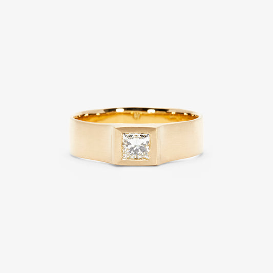 0.30 Carat Princess Cut White Diamond Signet Ring | R32005W