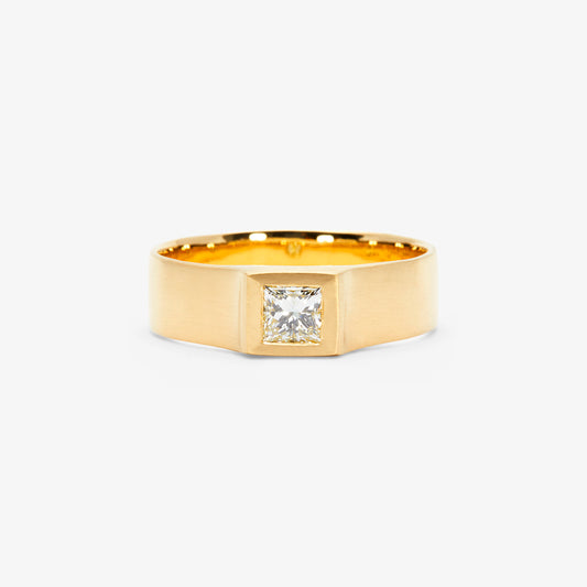 0.30 Carat Princess Cut White Diamond Signet Ring | R32005W
