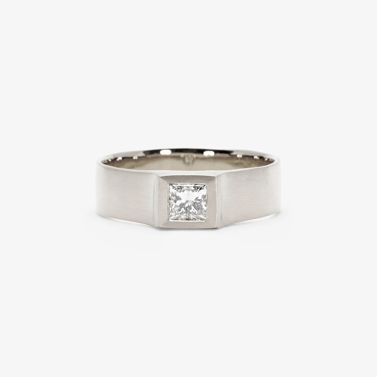0.30 Carat Princess Cut White Diamond Signet Ring | R32005W