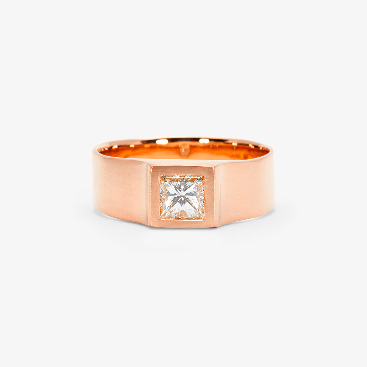 0.50 Carat Princess Cut White Diamond Signet Ring | R32006W