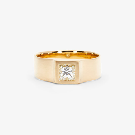 0.50 Carat Princess Cut White Diamond Signet Ring | R32006W