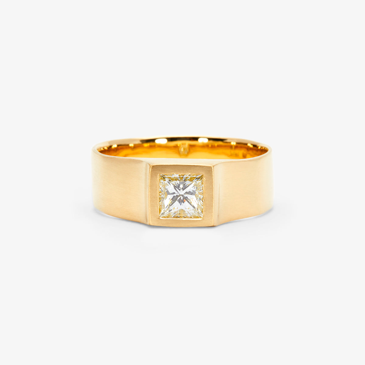 0.50 Carat Princess Cut White Diamond Signet Ring | R32006W