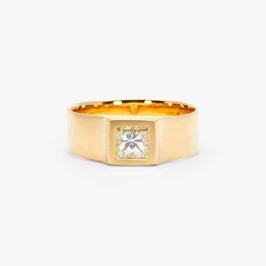 0.50 Carat Princess Cut White Diamond Signet Ring | R32006W