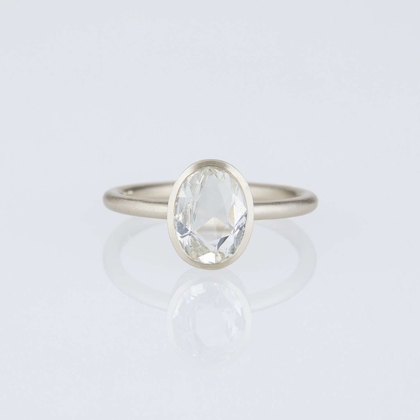 1.87 Carat One-of-a-Kind Oval Cut White Sapphire Ring | SR72-OOAK
