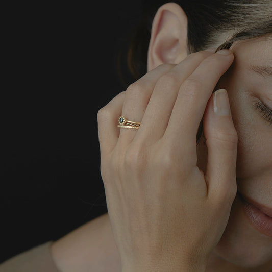 Black Diamond Flower Ring | R2606BK