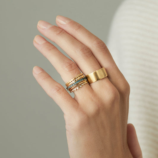 White Diamond Scalloped Swell Ring | R9803W ~