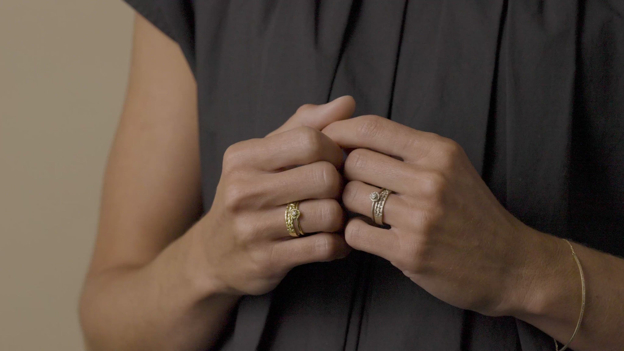 18K Yellow Gold & White Gold on Model