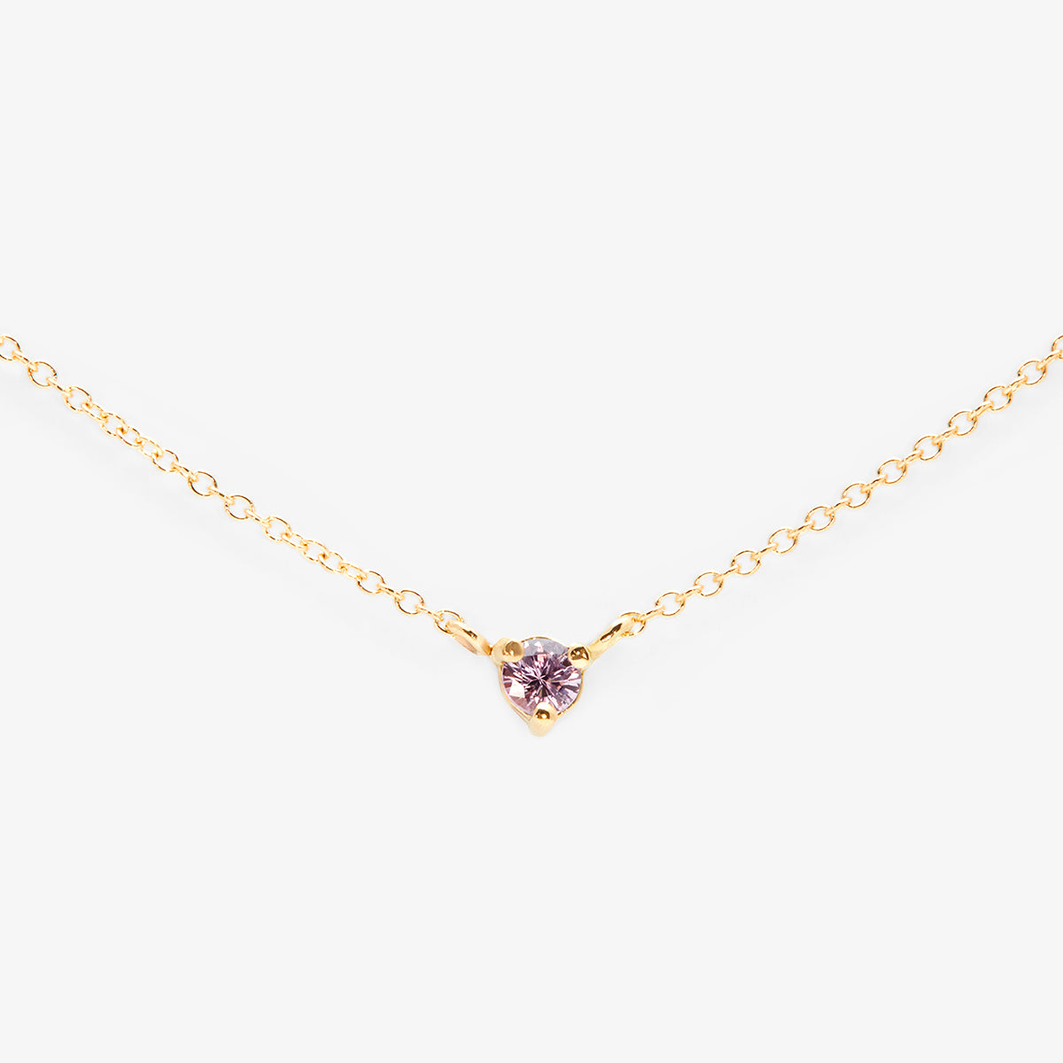 N6701PK | 3mm Pink Sapphire Birthstone Necklace