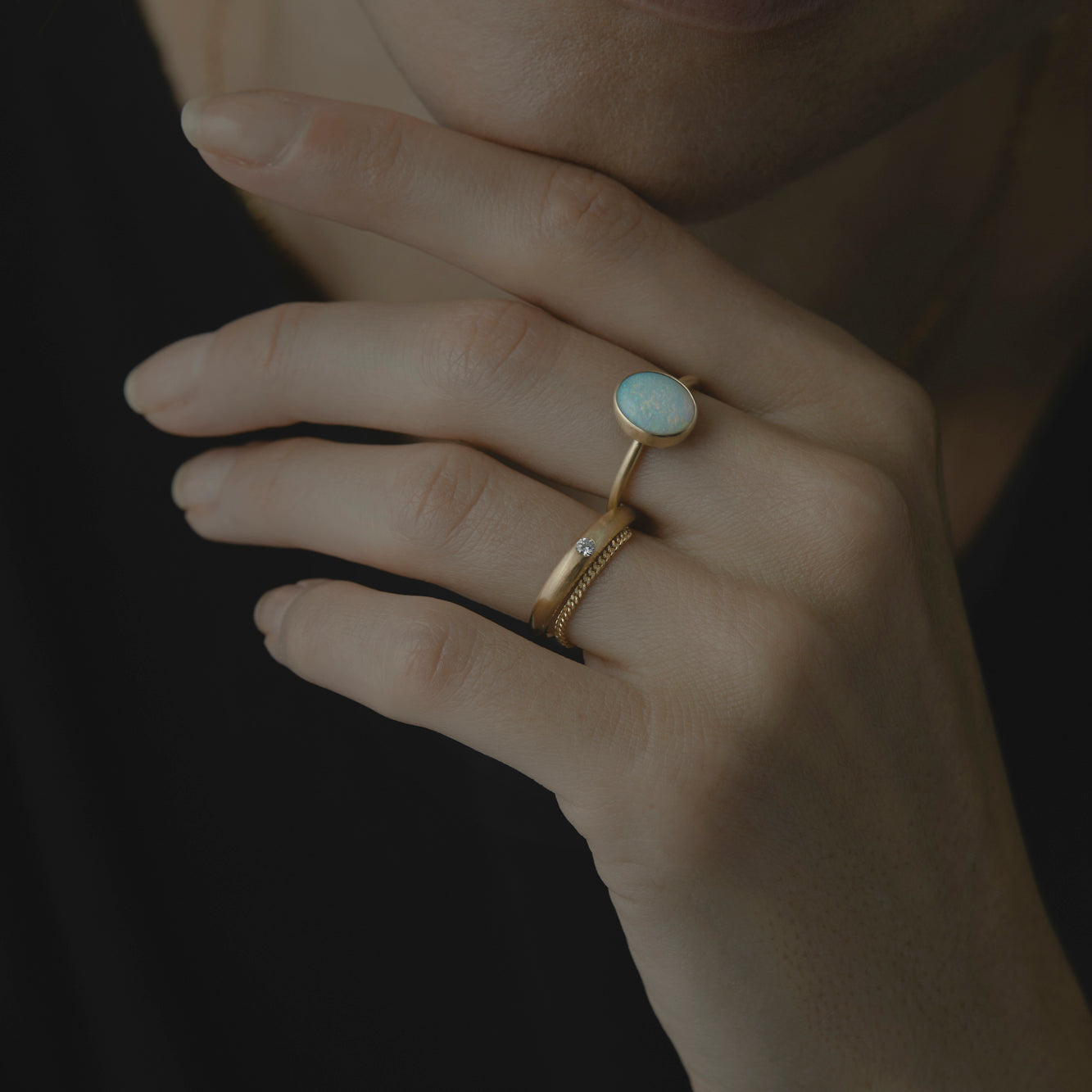 Australian White Opal Glacé Ring | R12001OP ~