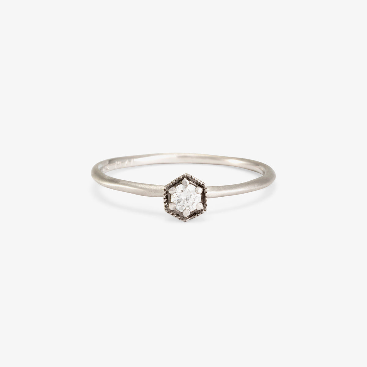 3mm White Diamond Hexagon Ring Black Rhodium | Satomi Kawakita Jewelry